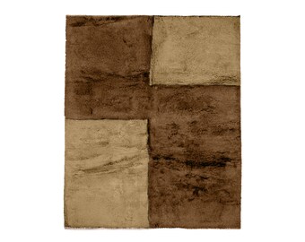 Custom Brown & Camel Beni Ourain Rug: Handmade Moroccan Shag Carpet