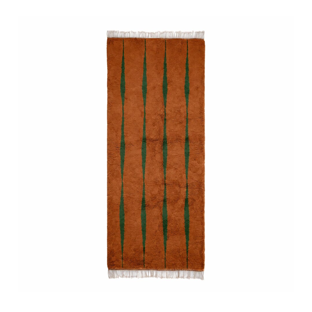 Earthy Green Rug Runner Terracotta Green Runner Rug, Handmade Moroccan Wool Runner, Earthy ...