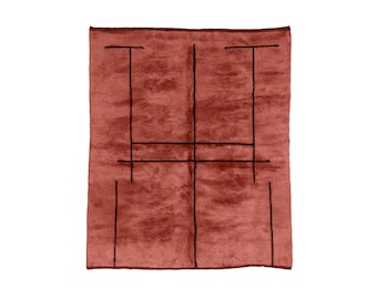 Custom terracotta Beni Ourain rug – Handmade Moroccan Wool Carpet, Berber Shag Rug