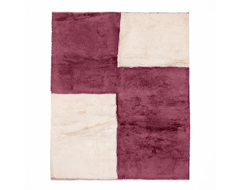 Custom Burgundy Beni Ourain Rug: Handwoven Moroccan Wool Carpet