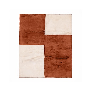 Terracotta and Cream Beni Ourain Rug - Handmade Moroccan Wool Rug - Custom Berber Shag Rug - Living Room or Bedroom Carpet - Soft & Cozy