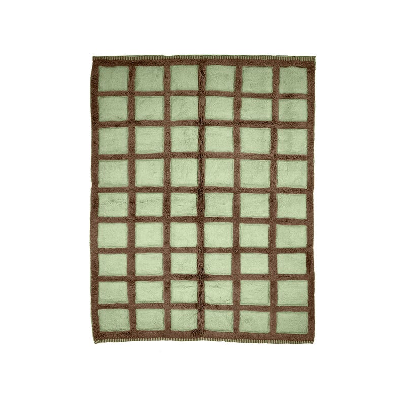 Chocolate Check Rug Sage Green & Chocolate Brown Checkered Rug, Custom Beni Ourain Rug ...