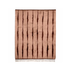 Earthy Rose Beni Ourain Rug – Custom Handmade Moroccan Wool Carpet with Rust Brown Stripes, Terracotta, fluffy shaggy rug