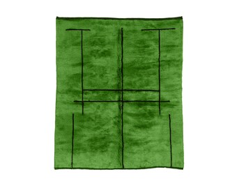 Custom Green Beni Ourain Rug – Handmade Moroccan Berber Shag Rug for Living Room