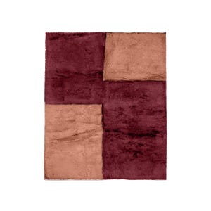 Custom burgundy and terracotta Beni Ourain rug geometric Moroccan wool hand knotted Berber Shag Rug custom size, Red Orange Peach Carpet