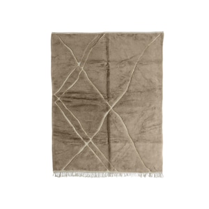 Custom Taupe Beni Ourain Rug - Handmade Moroccan Berber Rug, Sculpted Wool Shag Carpet, Soft Neutral Rug for Living Room Decor