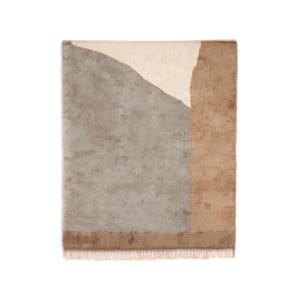Custom Beige and Taupe Beni Ourain Rug – Handmade Moroccan Berber Wool Rug, Neutral Abstract Shag Carpet for Living Room or Bedroom