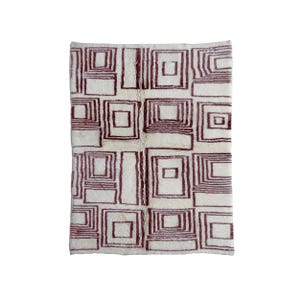 Custom burgundy ivory Beni Ourain rug – handmade Berber shag rug, Moroccan carpet, soft wool, geometric modern design