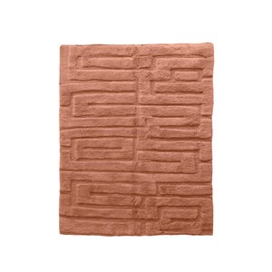 Custom terracotta sculpted Beni Ourain rug – handmade Moroccan Berber shag rug, soft wool carpet, warm burnt orange modern design
