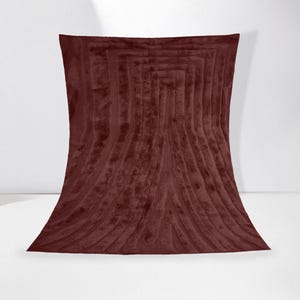 Custom burgundy red Beni Ourain rug – handmade Moroccan Berber wool rug, carved linear design luxury shag carpet