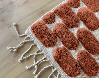 Handmade Terracotta Moroccan Rug – Berber Shag Wool Carpet