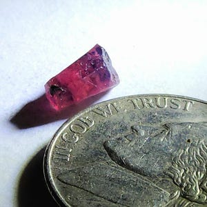 1.375 Carat Raw Pink Colored Very Clear Ruby Crystal Point from Tanzania