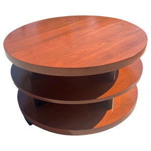Mid century modern 1940s art deco brown saltman three layer circle coffee table restored image 2