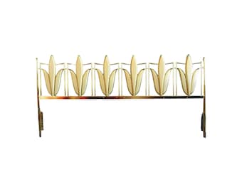 Mid century modern pair king single headboard mexico Arturo pani brass tulip