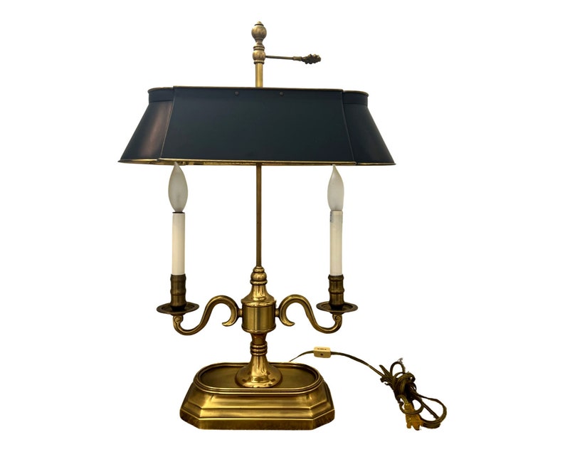 Vintage Bouillotte desk table lamp brass French image 2