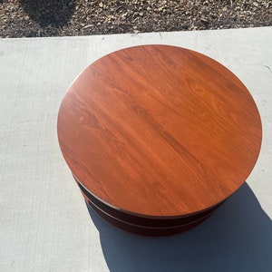 Mid century modern 1940s art deco brown saltman three layer circle coffee table restored image 8