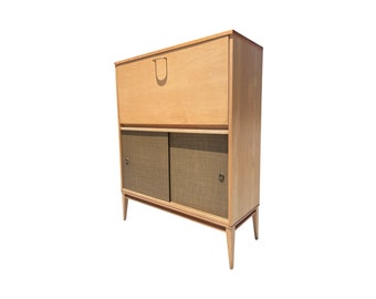 Vintage Paul McCobb Planner Group Drop Front Desk: Mid Century Modern Maple Credenza