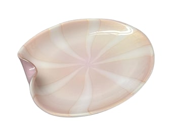 Vintage mid century modern Alfredo Barbini murano glass catch all pink circus bowl Italian Italy
