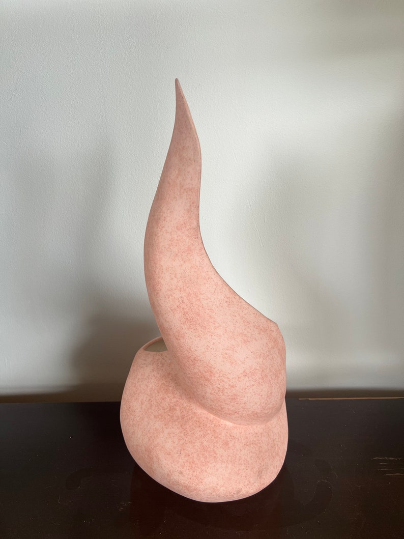Postmodern 1980s planter vase pink sculpture studio pottery ceramic mid century Bild 7