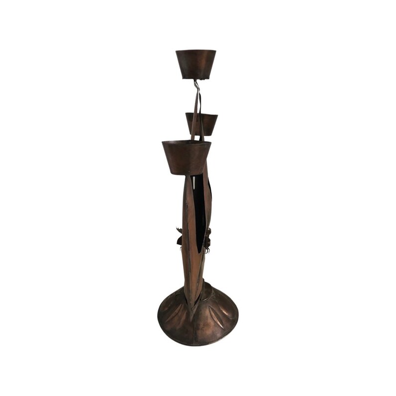 Mid century modern vintage Mexico gene Byron candelabra sculptural candle holder copper image 5