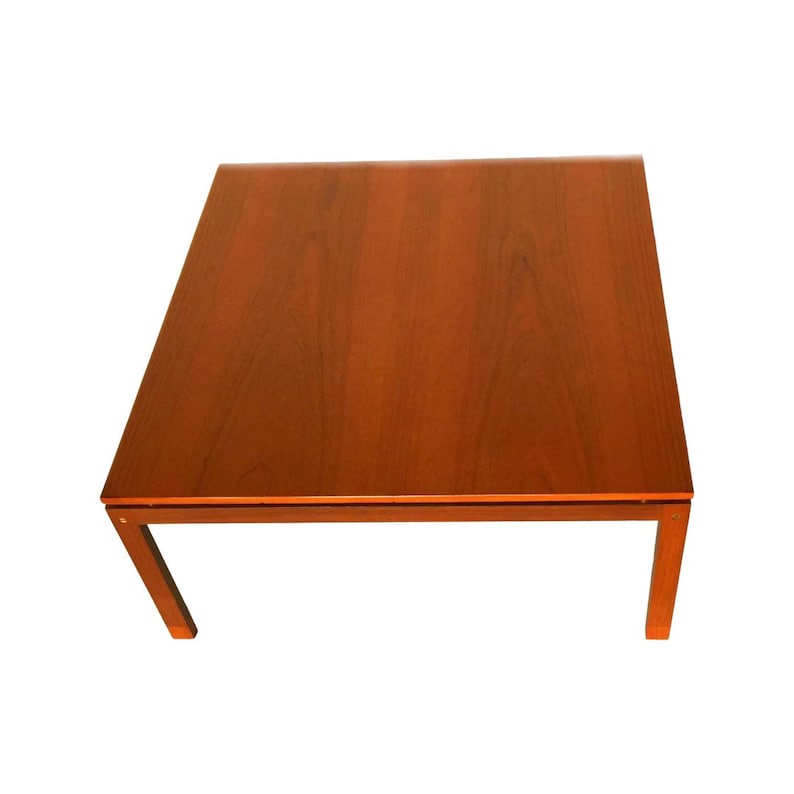 vintage mid century danish modern teak coffee table brass hans olsen denmark retro image 2