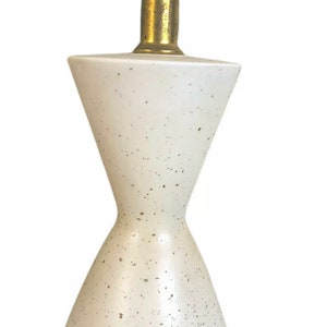 Mid century modern pair diamond table lamps atomic 1950s 60s kitsch brass ceramic image 3