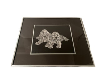 Vintage mid century modern dog able art chaplan 1970s