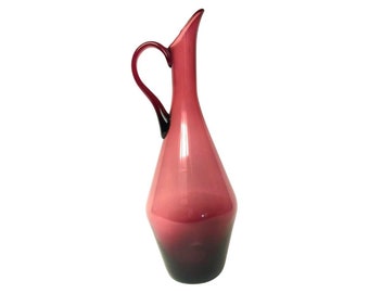 mid century modern empoli purple glass decanter pitcher carafe italy italian retro