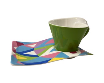 Vintage Villeroy & Boch New Wave Cup and Snack Plate: Postmodern Caffe Fashionista