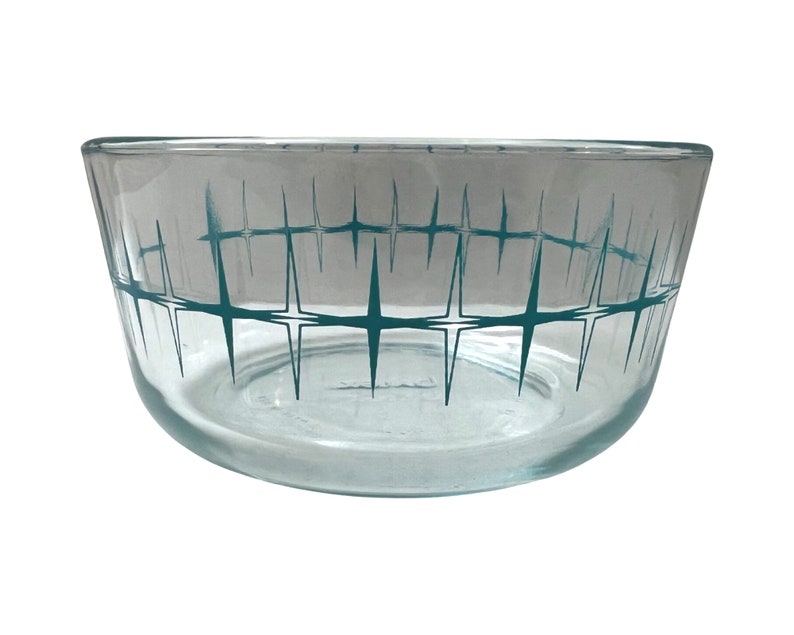 vintage mid century modern 1950s atomic Pyrex starburst small glass bowl image 2