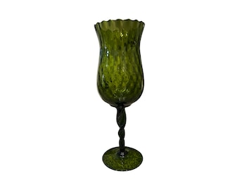 vintage mid century modern green empoli glass snifter goblet carafe Italian Italy 1960s