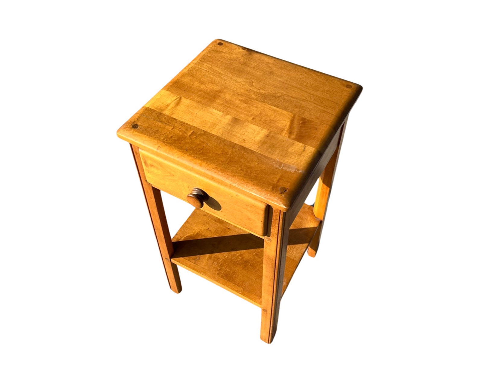 Vintage 1950s Solid Maple Nightstand Telephone Table Etsy