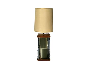 mid century modern table lamp acylic lucite walnut Nova Of California