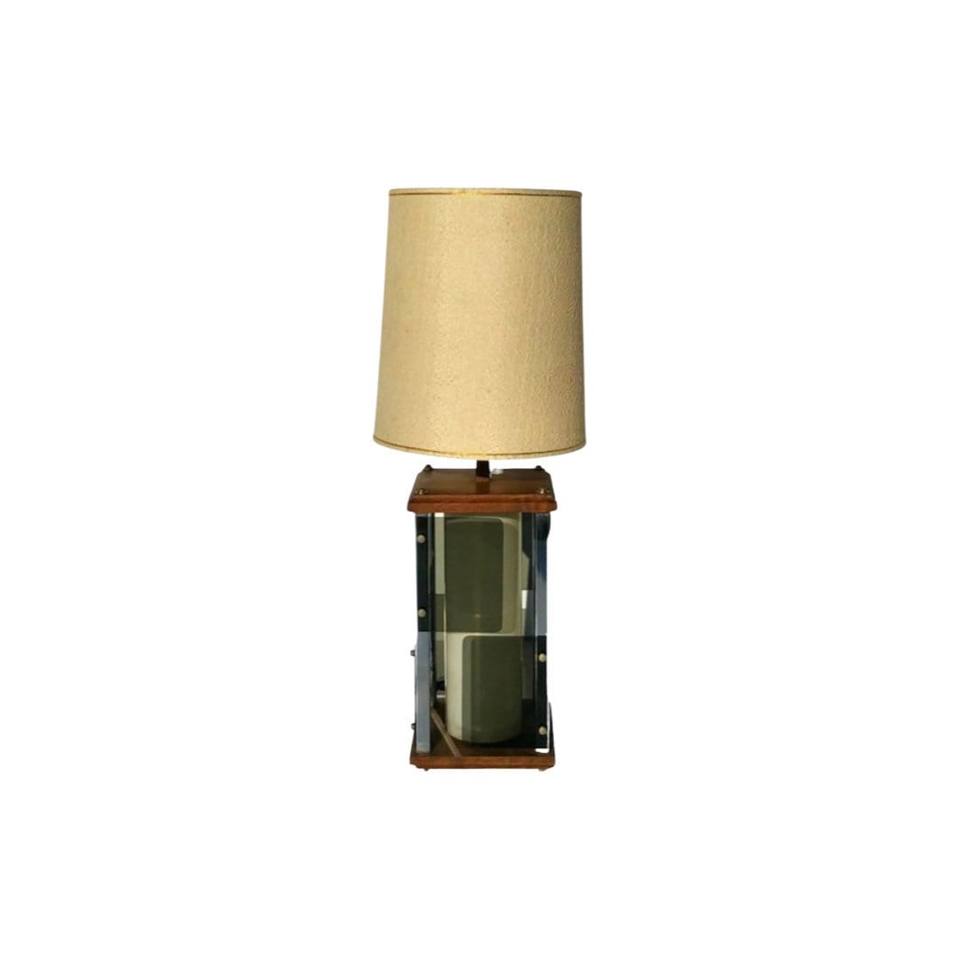 mid century modern table lamp acylic lucite walnut Nova Of California