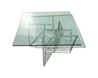 Mid century modern postmodern acrylic coffee table lucite glass