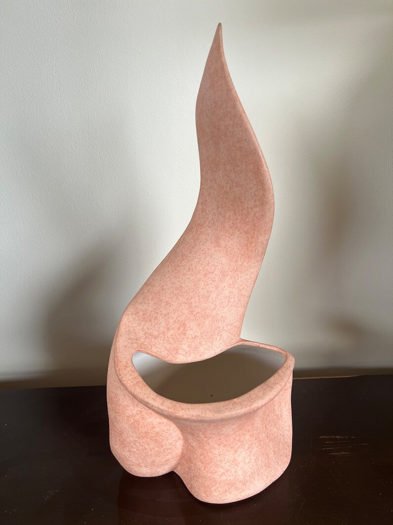 Postmodern 1980s planter vase pink sculpture studio pottery ceramic mid century image 8