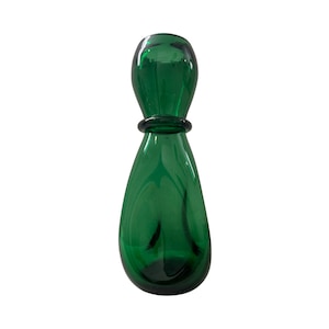 Vintage mid century modern large green glass vase blown art image 1
