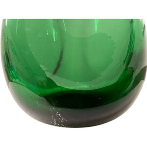 Vintage mid century modern large green glass vase blown art image 10