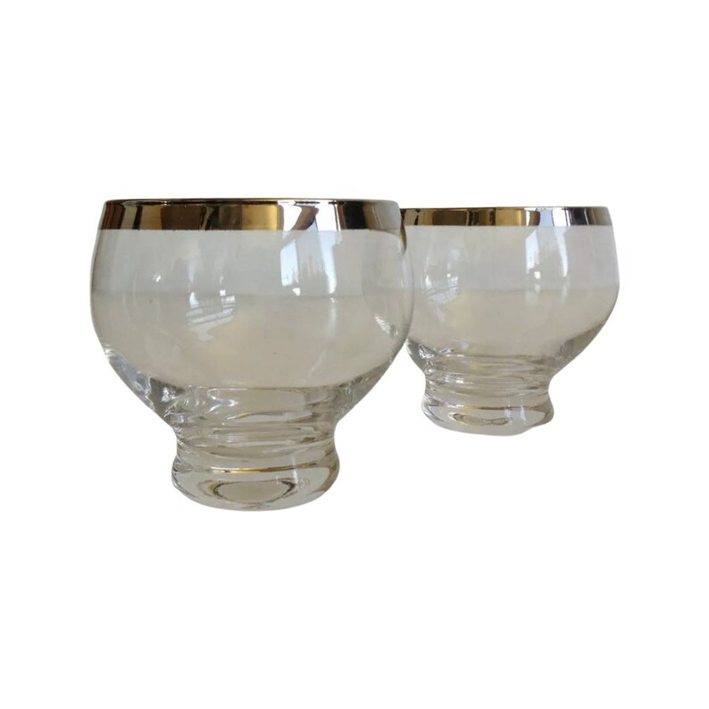 Vintage Mid century modern dorothy Thorpe bar scotch glasses & vase or carafe silver rim 1950s image 4