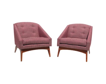 Mid century modern Vintage pair Kroehler lounge club chairs restored adrian pearsall style