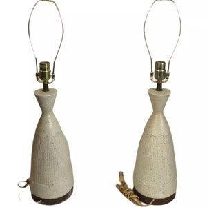 Mid century modern pair diamond table lamps atomic 1950s 60s kitsch brass ceramic image 5