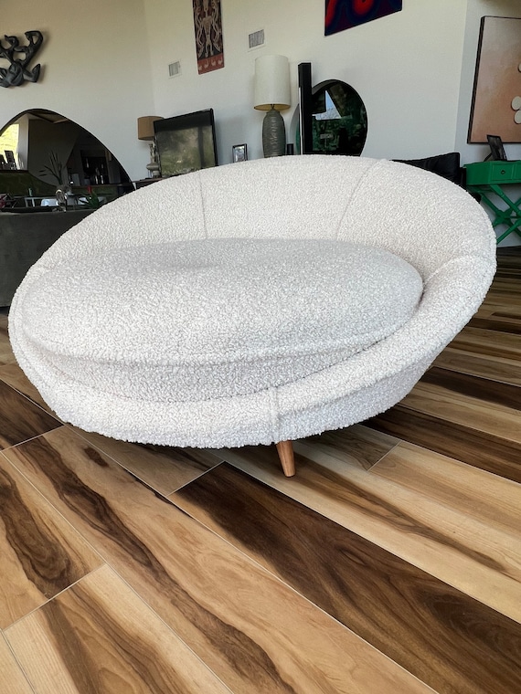 Mid Century Modern 1960s Milo Baughman Satellite Circle Oversized Chaise Lounge Chair Boucle Sherpa. Etsy