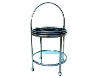 Mid century modern 70s bar cart chrome glass drink glass