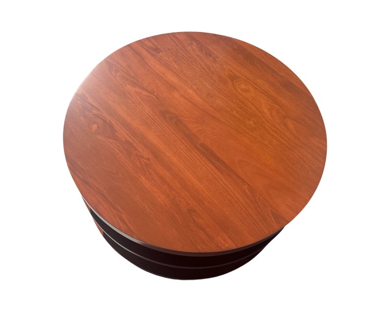 Mid century modern 1940s art deco brown saltman three layer circle coffee table restored image 3