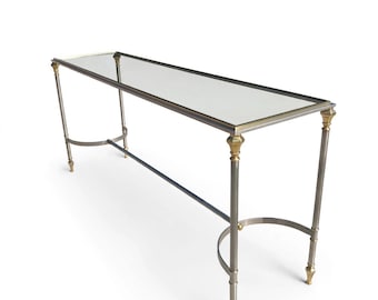 Mid Century Hollywood regency neoclassical italian brass console Table Italy