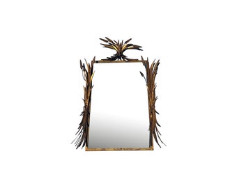 vintage gilded sheaf of wheat gold wall mirror gilt Hollywood regency 1940s