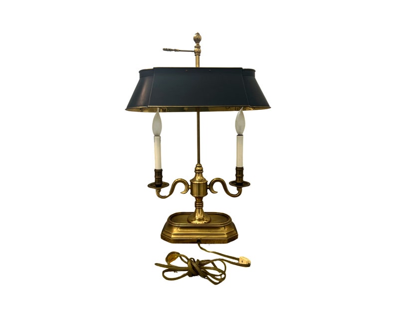 Vintage Bouillotte desk table lamp brass French image 7