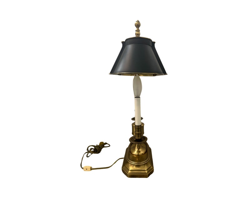 Vintage Bouillotte desk table lamp brass French image 8