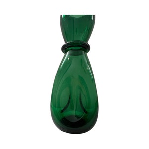 Vintage mid century modern large green glass vase blown art image 4