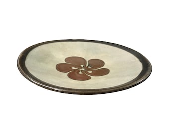 Vintage mid century modern studio pottery large ceramic plate dish glazed 1970s